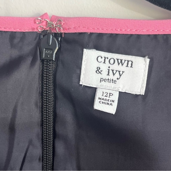 Crown & Ivy Black Black & Pink Flamingo Dress -Size 12P - Picture 9 of 13